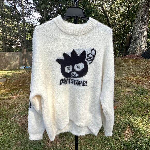 Sanrio Badtz Maru Forever 21 Hello Kitty Sweater Womens 3X Ivory NWOT Oversized - Picture 1 of 16